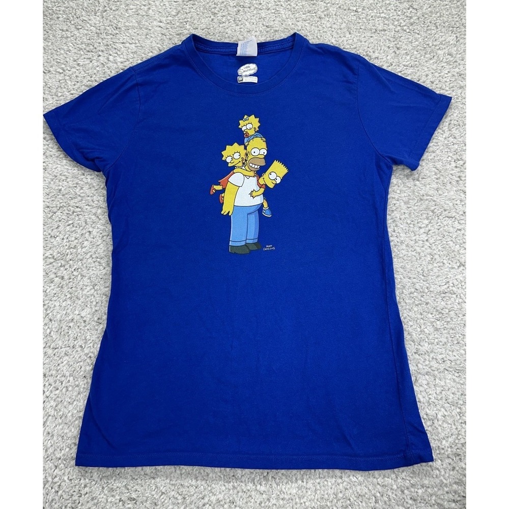 Simpsons Family Blue Women's Short Sleeve T Shirt Small Homer Bart Lisa‎ Maggie